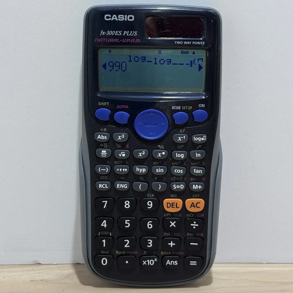 Casio FX-300ES Plus Scientific Calculator Solar w/ Cover Natural VPAM - Works